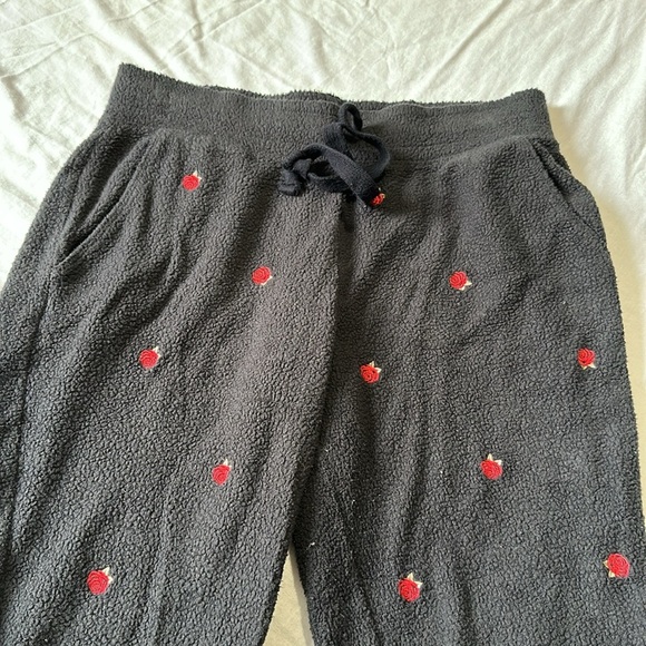 Victoria's Secret PINK Outfit Fleece Jogger Legging Crew Neck Roses S/M - Picture 3 of 8
